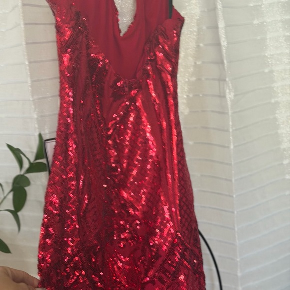 Macy's Vibrant Red Backless Dress - Picture 2 of 3